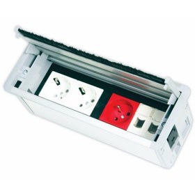 Resim NE-AD Marka (BOŞ KUTU FİYATIDIR )Alüminyum 8 Modül Kapaklı Masa Üstü Priz Kutusu 