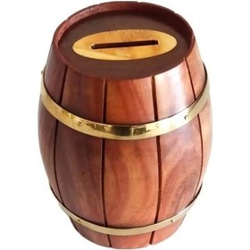 Resim Maun Ağacından Dekoratif Ahşap Fıçı Kumbara 