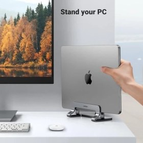 Resim TeknoKapsül Dikey Bilgisayar Standı, Çift Yuvalı Ayarlanabilir Alüminyum Laptop Standı, Macbook Air/pro, Window 