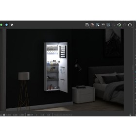 Resim DECOBOX Paris Led Aydınlatmalı Boy Aynalı Takı Dolabı Kilitli 