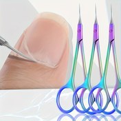 Resim Kavisli Titanyum Bıçaklı Profesyonel Tırnak Eti Makası - Yüksek Hassasiyetli Kuru Açık Bej ve Çatlaklar için, Ergonomik Kaymaz Saplı Kaş & Kirpik Bakımı, Ev & Salon Kullanımı 