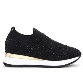 Resim Kadın Siyah Taşlı Kumaş Sneaker 