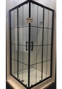 Resim Desaş Shower Siyah Profil Teknesiz Kare Şeffaf Desensiz Cam Duşakabin 90 x 90 5 MM Siyah 
