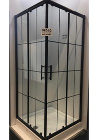 Resim Desaş Shower Siyah Profil Teknesiz Kare Şeffaf Desensiz Cam Duşakabin 90 x 90 5 MM Siyah 