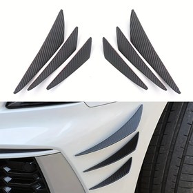 Resim 6 Parça Evrensel Kauçuk Ön Tampon Dudak Difüzör Kanatçıkları, Otomotiv Karbon Fiber Spoiler Ayırıcı Kanat Koruyucu, Birden Fazla Araç Modeliyle Uyumlu 