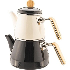 Resim Bambum Lumino Bambu Kulplu Emaye Çaydanlık Takımı Gri 