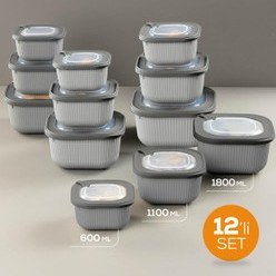 Resim 12'li 4x(600-1100-1800 Ml) Mikrodalga Ve Difrize Uygun Vip Kapaklı Özel Saklama Kabı Seti Antrasit 