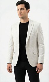 Resim Erkek Blazer Ceket - Slim Fit Karyağdı Desenli - Tek Düğmeli Spor Şık Günlük Ofis Ceketi 