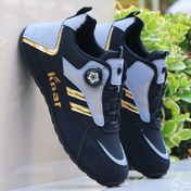 Resim Erkeklerin Trendy Çizgili Koşu Ayakkabıları Dönen Toka ile, Rahat Kaymaz Rahat Sneaker'lar 