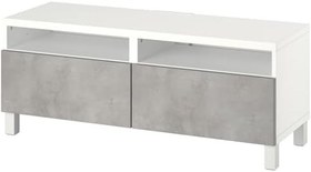 Resim Tv sehpası, beyaz-açık gri, 120x42x48 cm, KALLVIKEN, fren raylı 