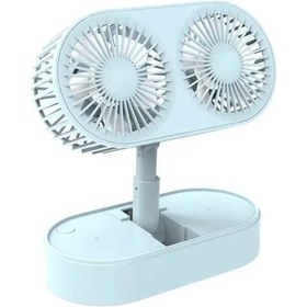 Resim Küçük Katlanır Masaüstü Vantilatör, Elektrikli Vantilatör Mavi, 