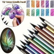 Resim 24 Renkli Metalik Renkli Kalem Seti - Sanat Boyama Boyama Grafiti Yaratıcı DIY Malzemeleri Ofis için Rastgele Ahşap Renk, Ergonomik Tasarım, Canlı Renkler, Sanatçılar, Öğrenciler ve Hobiler için Mükemmel 