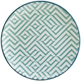 Resim Chevron Olive Gourmet 25cm 12 Adet Porselen Düz Tabak Beyaz-mavi 