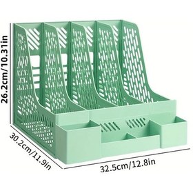 Resim Fochsia Yeşil 4 Gözlü Masaüstü Dosya Düzenleyici Pp Malzeme Dayanıklı Ofis Organizer Yeşil 