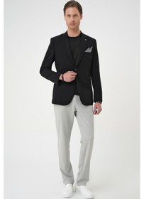 Resim Efor Slim Fit Mono Yaka Fleto Cepli Çift Yırtmaçlı Casual Siyah Ceket C 710 Siyah 