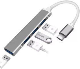 Resim Teknosepetim Type-C Girişli USB Çoğaltıcı 4 Hub Çevirici Çoklayıcı - 4 Portlu USB 3.0 Macbook ve iPhone İçin OTG 