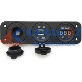 Resim MARİN 3'LÜ ÇAKMAKLIK, USB, VOLTMETRE 