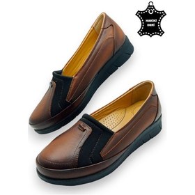 Resim Kadın Hakiki Deri Içi Deri Comfort Tam Ortopedik Anne Ayakkabı Taba-streç Taba 