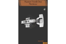 Resim Master Frenli Düz Dolap Kapak Menteşesi (Pistonlu Düz Tas) Menteşe - Mobilya Menteşeleri Tekli Dolap 