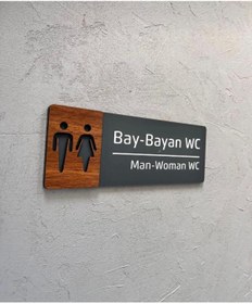 Resim Yönline Ceviz Serisi Bay-Bayan WC Kapı İsimliği 