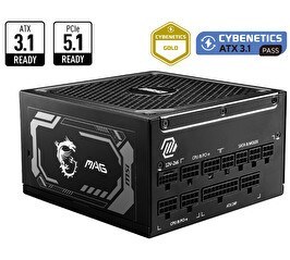 Resim MSI PSU MAG A1250GL PCIE5 1250 W 80+ Gold Tam Modüler Güç Kaynağı 
