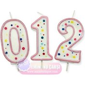 Resim Eminönüspot 3 Rakamı Pembe Doğum Günü Mumu 