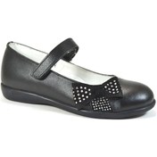 Resim O.S Hakiki Deri Fiyonk Taşlı Kız Çocuk Okul Ayakkabı 26-30 Siyah 