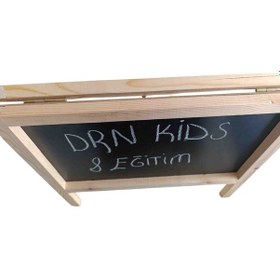 Resim Drn Kids Ve Eğitim Küçük Boy Masa Üstü Yazı Tahtası 15 Renkli Tebeşir , Silgi Ve Kalem Ahşap 
