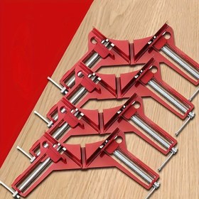 Resim Heavy-Duty 90° Sağ Açı Klampı - Alaşım Çelik Çerçeve ve Resim Tutucu, Ergonomik Kırmızı Kauçuklu Tutma, DIY Ahşap İşleme, Metal İşleme, Cam ve Resim Çerçevesi için Hassas Ayarlanabilir Vidalı Mekanizma, Ahşap İşleme Araçları, Resim Çerçevesi Aracı, Sağlam Aracı Tasarımı, Dayanıklı İnşaat 