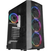 Resim Flat Mesh 4 * 12CM Argb Fanlı Tempered Camlı Gaming Oyuncu Kasası 