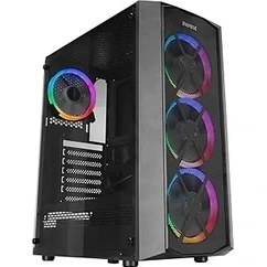 Resim Flat Mesh 4 * 12CM Argb Fanlı Tempered Camlı Gaming Oyuncu Kasası 