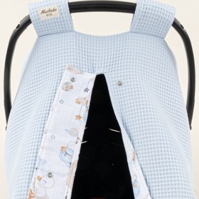 Resim Puset Örtüsü - Çift Taraflı - Bebe Mavi Petek - Uykucu Ördek 