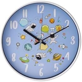 Resim Slim Uzay Çocuk Odası Saati - Mavi - 30 Cm 