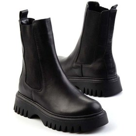Resim Siyah Hakiki Deri Kadın Bot & Bootie K02031302503 Siyah 