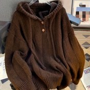 Resim Kadınlar İçin Şık Bol Kesim Kapüşonlu Kazak - Orta Esneklikte Hafif Uzun Kollu Süveter, Canlı Mavi Renk, Her Mevsime Uygun Günlük ve Ofis Giyimi, Çok Yönlü Moda, Rahat Fit 