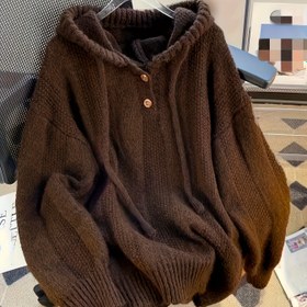 Resim Kadınlar İçin Şık Bol Kesim Kapüşonlu Kazak - Orta Esneklikte Hafif Uzun Kollu Süveter, Canlı Mavi Renk, Her Mevsime Uygun Günlük ve Ofis Giyimi, Çok Yönlü Moda, Rahat Fit 