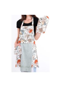 Resim Tulipa 5li Set Şapkalı Mutfak Önlüğü Seti Mutfak Önlüğü Şapka Eldiven Tutacak Turkuaz 