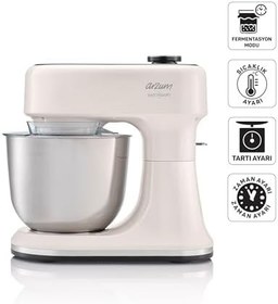 Resim Arzum AR1190 Gastroart Stand Mikser 1500W, 12 Hız Ayarı, Dahili Tartı ve Fermentasyon Özelliği, Krem 