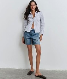 Resim Lidia Real Blue Puslu Koyu Mavi Jean Şort 1410145-89744 