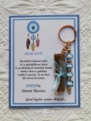 Resim 32 Adet Kişiye Özel Nazar Ayeti Sünnet Hatırası Dağıtmalık Hediyelik Mavi Renk Anahtarlık Ve Kına 