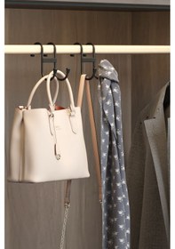 Resim 2 Adet Çift Kancalı Havlupan Askısı Banyo Mutfak Metal Askılık Havlupan Askı Organizer Siyah 