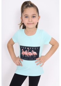 Resim Toontoy Kids Toontoy Kız Çocuk Flamingo Baskılı Tişört Mint Yeşili 