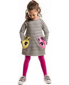 Resim Denokids Ikiz Kedi Elbise Gri 