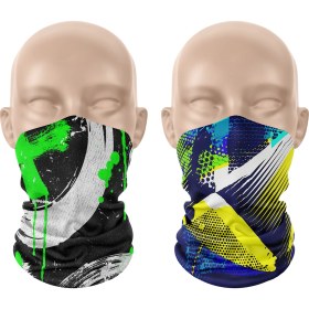Resim Dair Aksesuar Yeşil Boya Desenli 2'li Set Boyunluk Bandana Outdoor Balaklava Yüz Maskesi Kafa Bandı 
