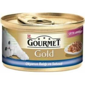 Resim Gourmet Gold Okyanus Balığı ve Sebzeli Konserve Yetişkin Kedi Maması 85 G 