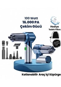 Resim Yeni 16000pa Güçlü Portatif Vakumlu Ve Üflemeli Katlanabilir Araç Içi Süpürge Pro Hl-133 1 