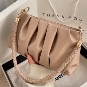 Resim Kadınlar için Vintage Esintili Piliseli Çapraz Vücut Çantası Ayarlanabilir Örgülü Askılı ve Altın Tonlu Donanım - Fermuarlı El Çantası Günlük Kullanım, Seyahat, Rahat Geziler İçin (Kahverengi Kahve, Haki, Beyaz, Siyah) | Bulut Gibi Dokulu | Şık Dönüş Kilidi 