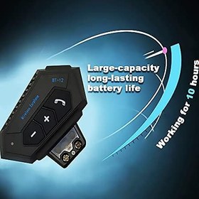 Resim BT-12 Motosiklet BT Kulaklık Kask Kulaklık Telefon Görüşmesi ve Müzik için krofon Motosiklet BT Interkom Siyah- 