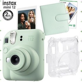 Resim Fujifilm Instax Mini 12 Fotoğraf Makinesi + 10'lu Film + kare Albüm + Şeffaf Kılıf Seti Yeşil 