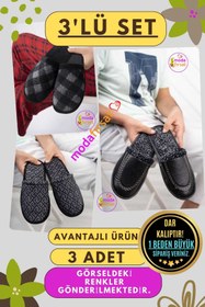 Resim Modafırsat 3’lü Paket Erkek Terlik Günlük Ev Terliği Misafir Çeyiz Bohça Damat 3lü Terlik Seti 